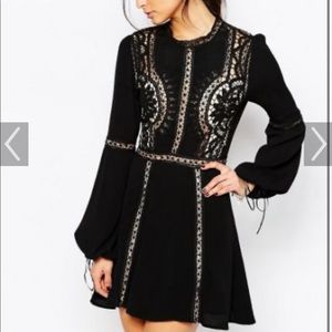 Black Long Sleeve Mini Dress